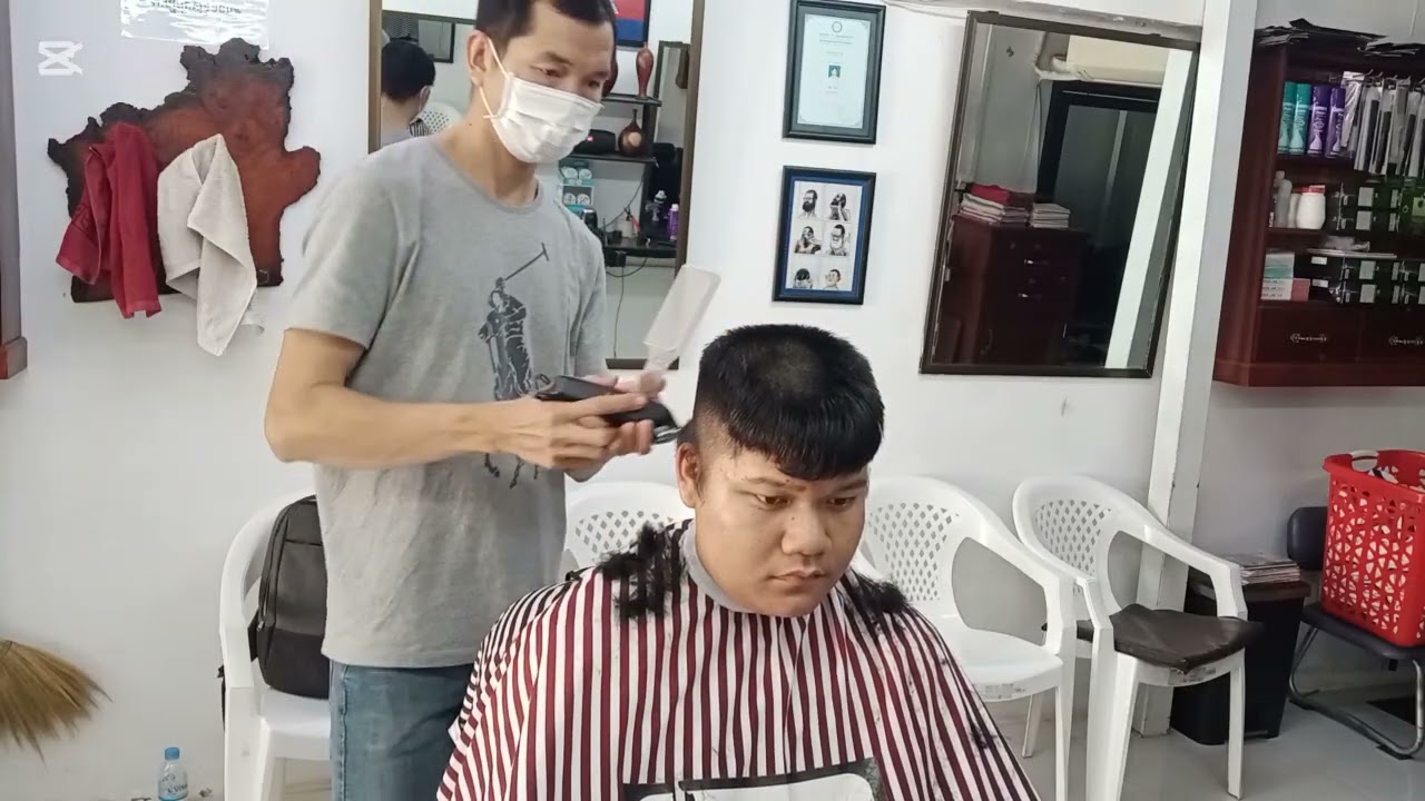 Soldier hairstyle for student in Cambodia