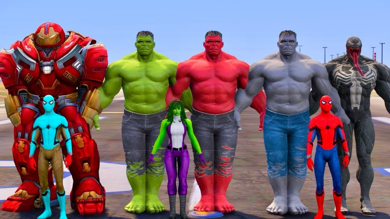 Spiderman vs Hulk Mcu Transformation Battle in Gta 5 Mods Part 2 ( Hulkbuster vs Hulk Spider)