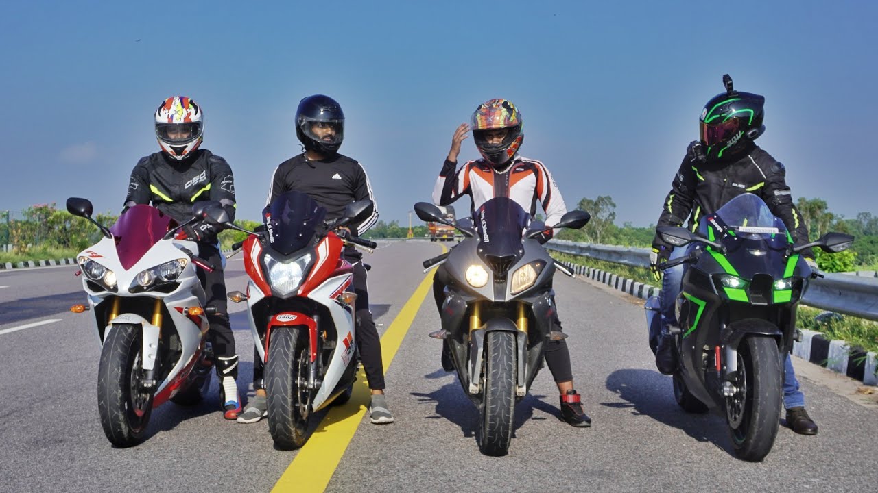 Kawasaki Zx10r Vs BMW s1000rr Vs Yamaha R1 Vs Honda CBR 650F | Quad Battle | Superbikes Race