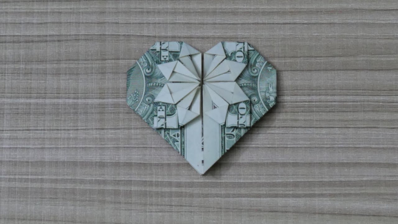 Como hacer un corazón con un billete de un dolar | figuras de origami #origami