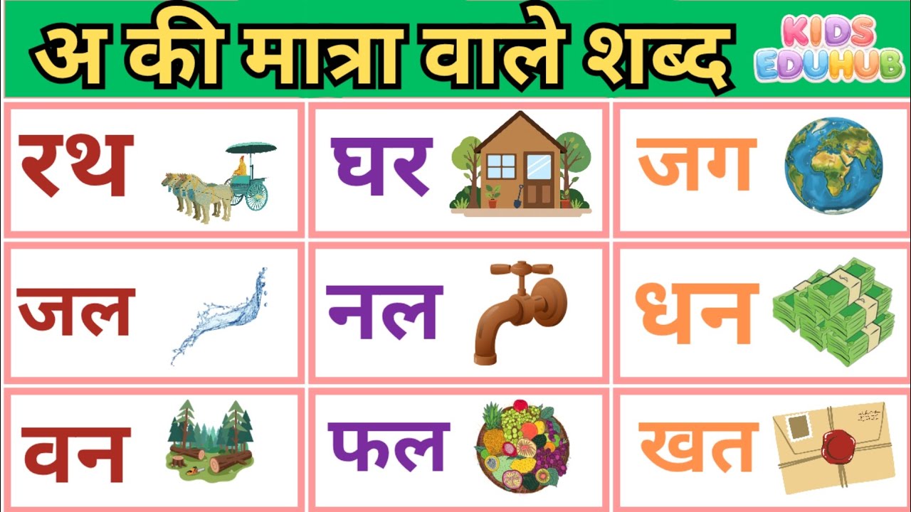 अ की मात्रा वाले शब्द | 20 letter words | A Ki Matra Wale Shabd | Hindi Varnamala | Kids EduHub