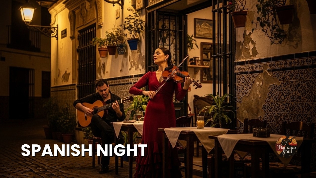 Spanish Night Café in Seville ☕ Flamenco Guitar & Violin Relaxation Music