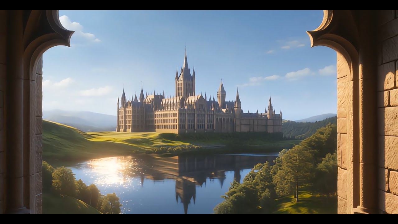 A Peaceful View of Hogwarts | Cinematic Fantasy Castle Scene | Magical Ambience