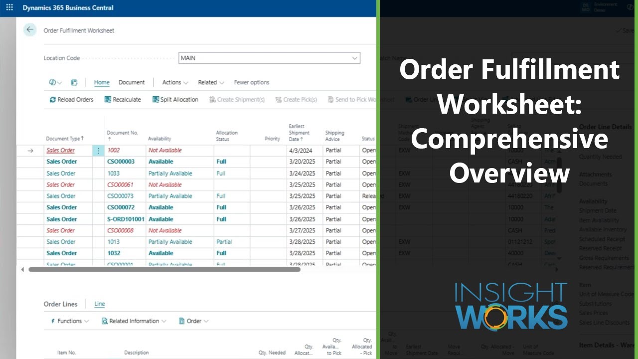 Order Fulfillment Worksheet - Comprehensive Overview