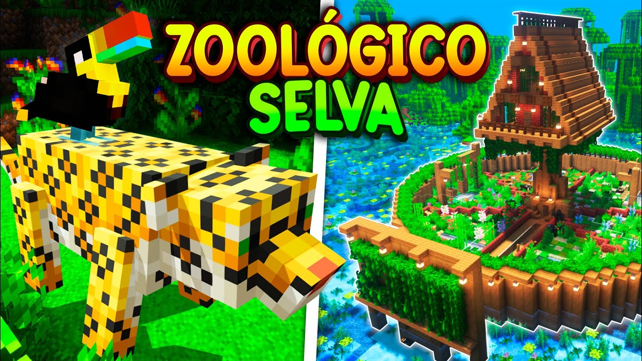 Hice un ZOOLÓGICO con ANIMALES de la SELVA en MINECRAFT 🐯🐸