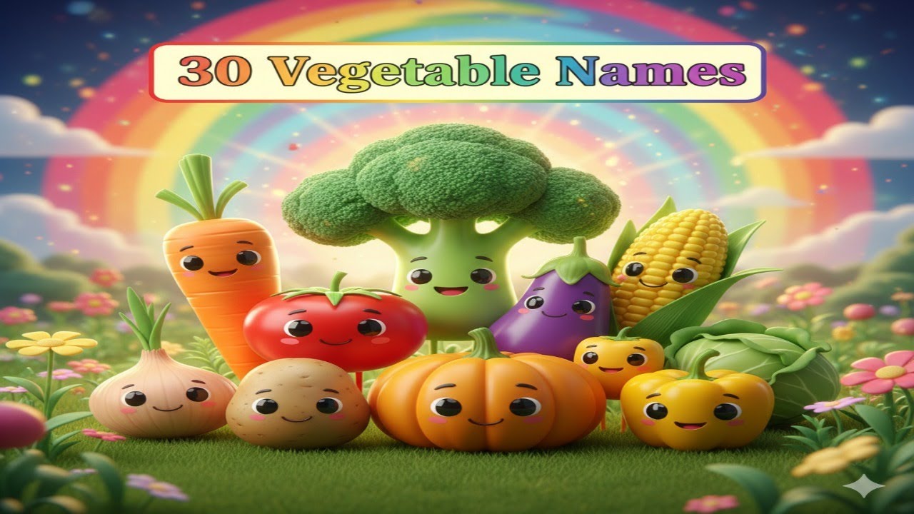 30 Vegetable Names in English  🧅🥕 Fun & Easy for Kids | Kids Learning Video
