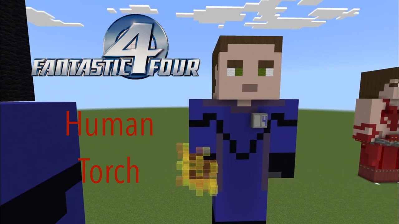 Minecraft Human Torch (Fantastic 4) Statue Tutorial