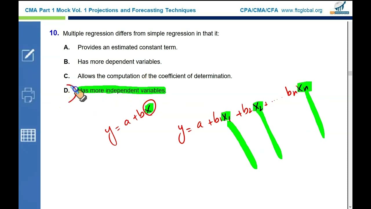 CMA Part 1 Mock Vol 1 Projections and Forecasting Techniques