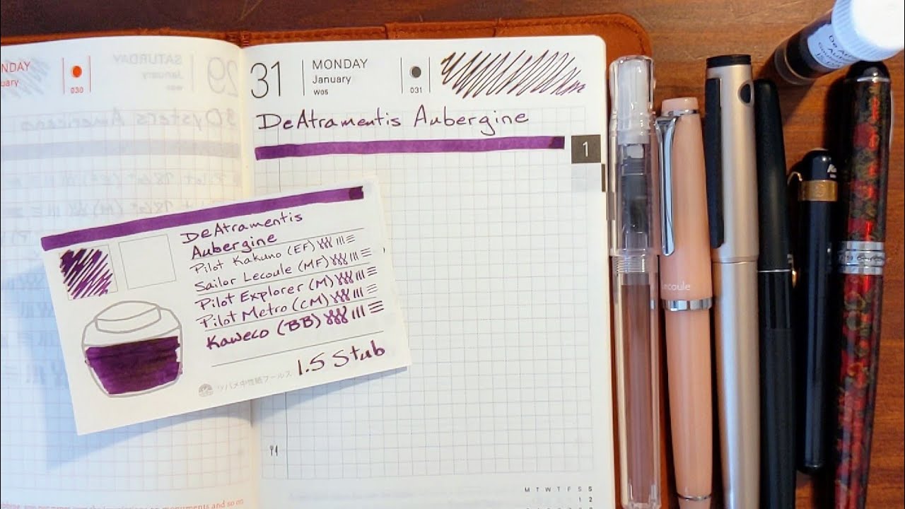DeAtramentis Aubergine (aka Alexander Hamilton) and Fountain Pens