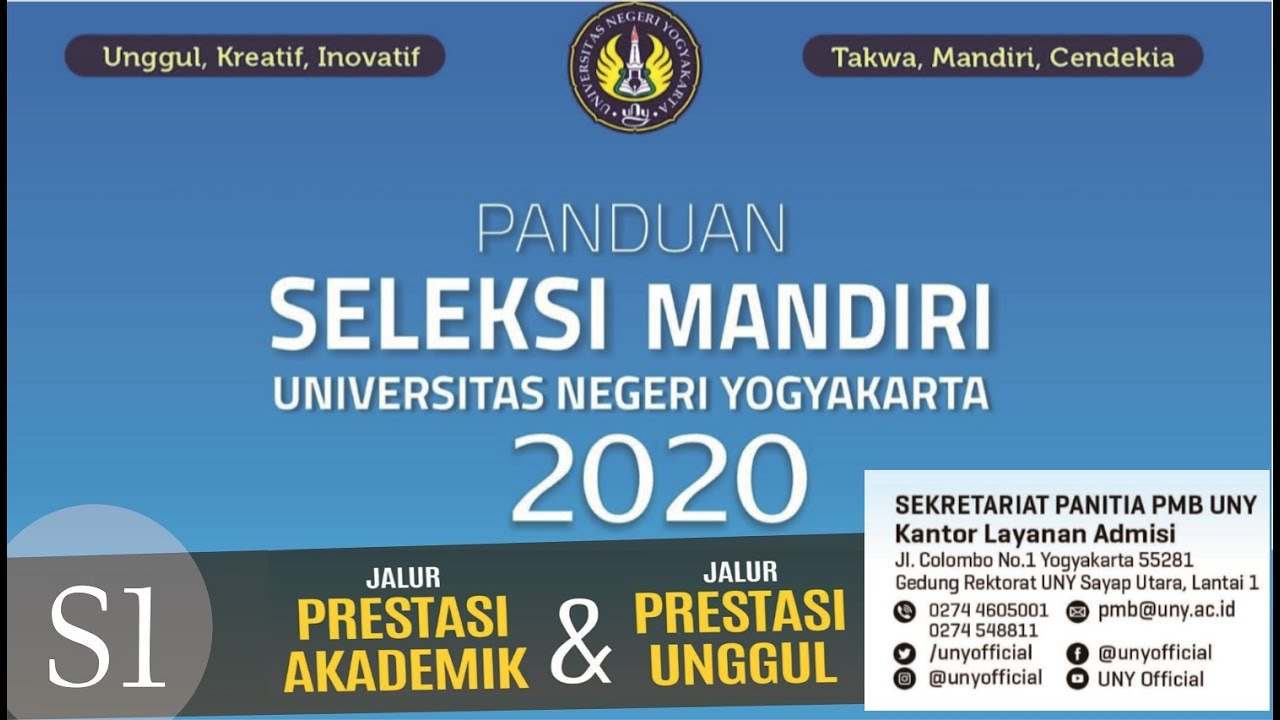 CARA DAN SYARAT MENDAFTAR SELEKSI MANDIRI /SM UNY 2020!!! JALUR PRESTASI TANPA TES