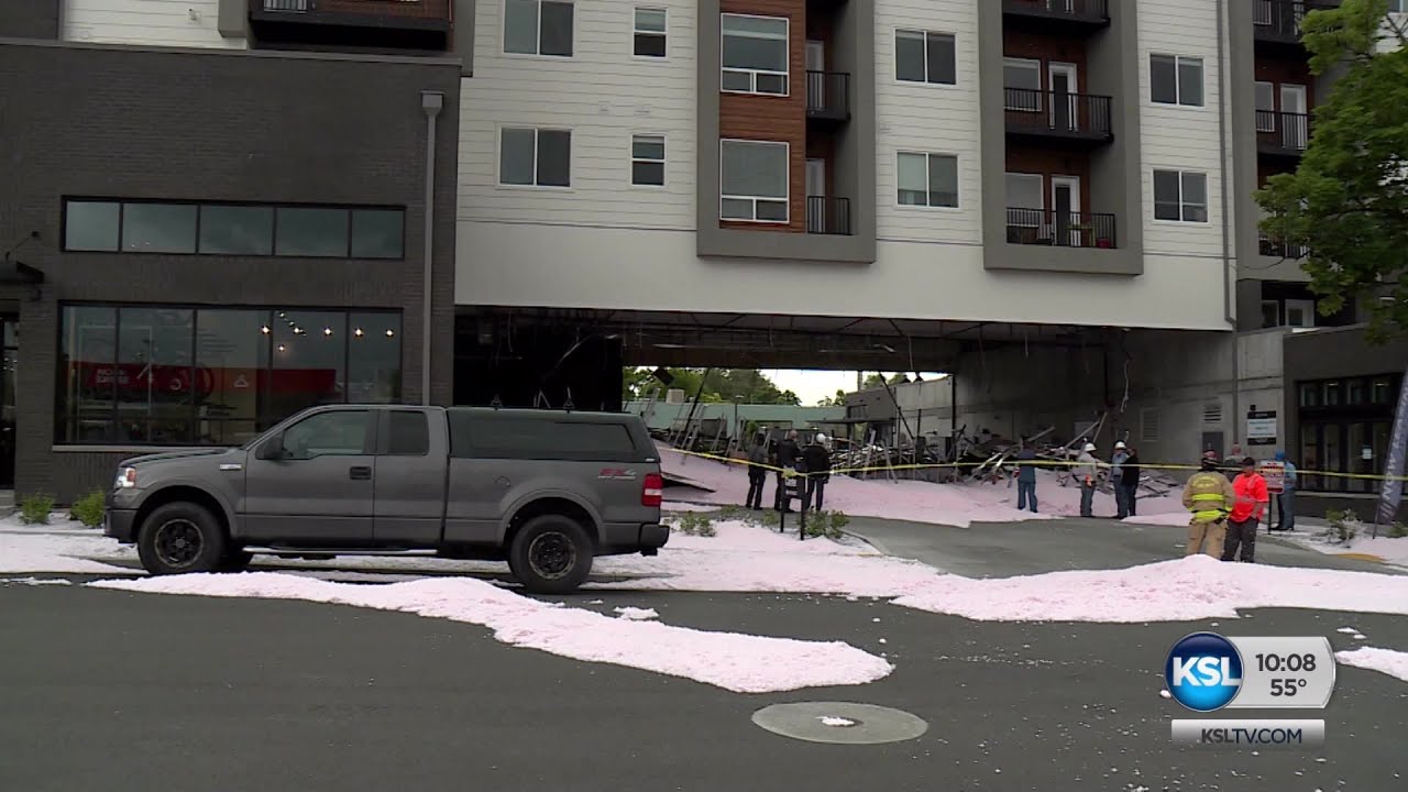 8 Cars Crushed By Collapsed SLC Apartment Parking Garage Roof