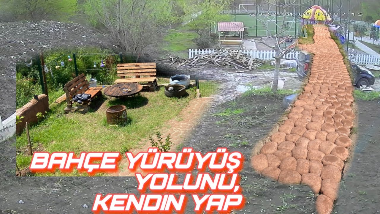 Kendin yap, bahçe yürüyüş yolu, harca boya katıp renkli bahçe yolu yapımı