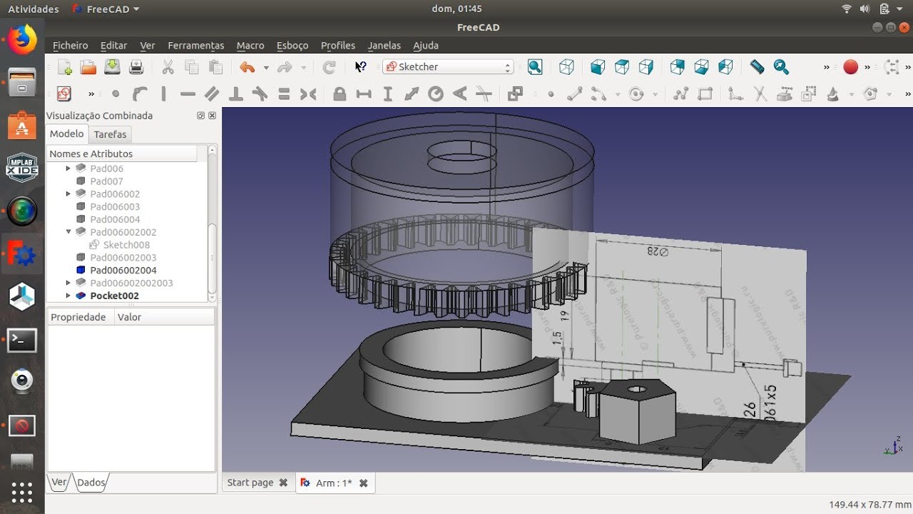 #FreeCAD - ENGRENAGEM - Arm - Parte 2