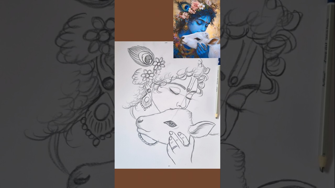Lord krishna drawing 🙏