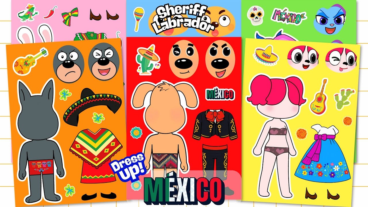 Sheriff Labrador Mexico Dress Up Sticker Book | 🏜️🌵 | 래브라도 경장 멕시코 입히기 스티커북 | ASMR🇲🇽