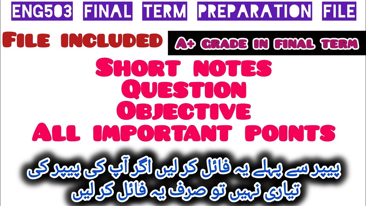 Eng503 final term preparation 2026/Eng503 important topics for final term/Eng503 short lecture