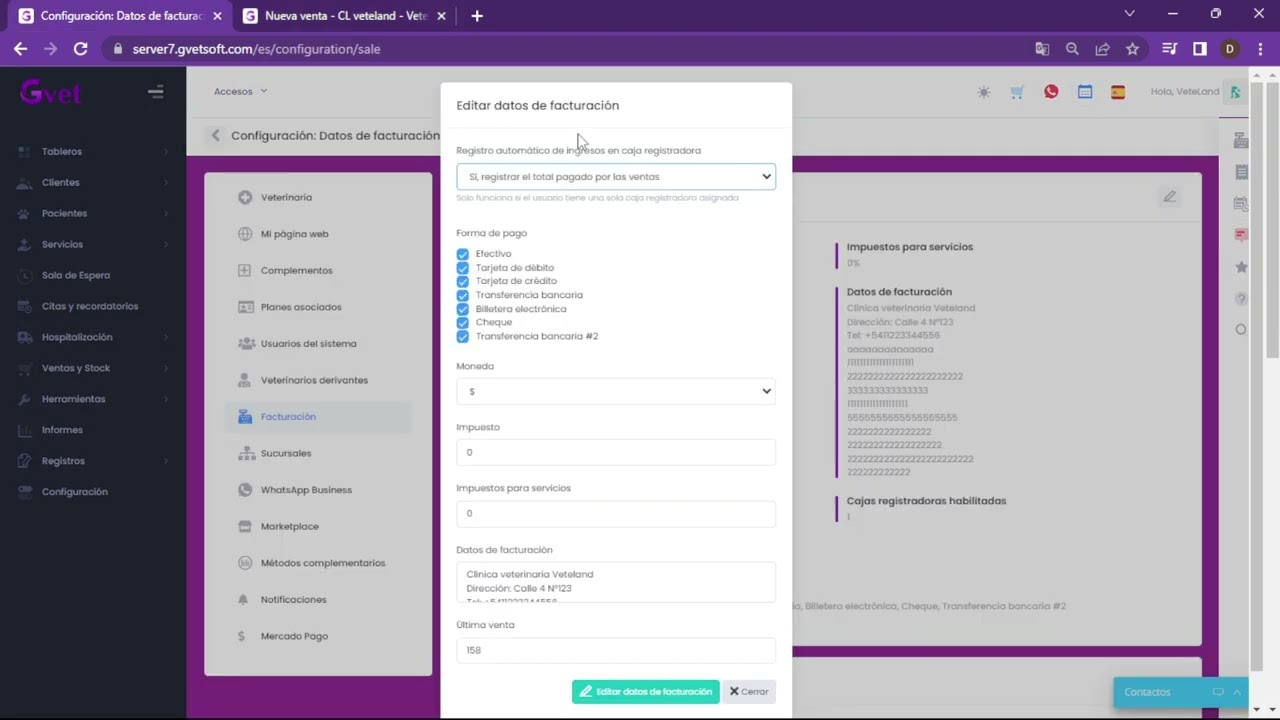 Facturaci&oacute;n   Formas de ingreso a la caja registradora