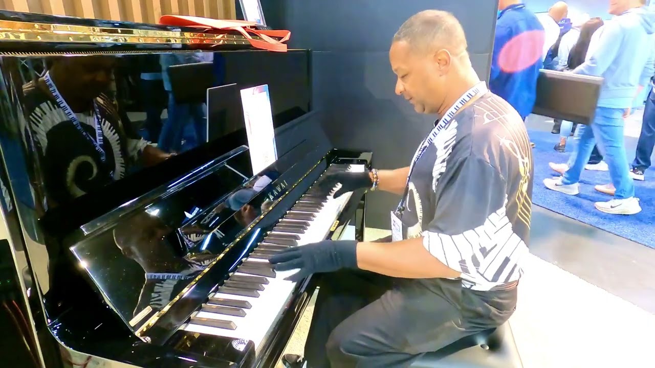 Kris Nicholson Test Drives a New Kawai Upright Piano at NAMM 2026 