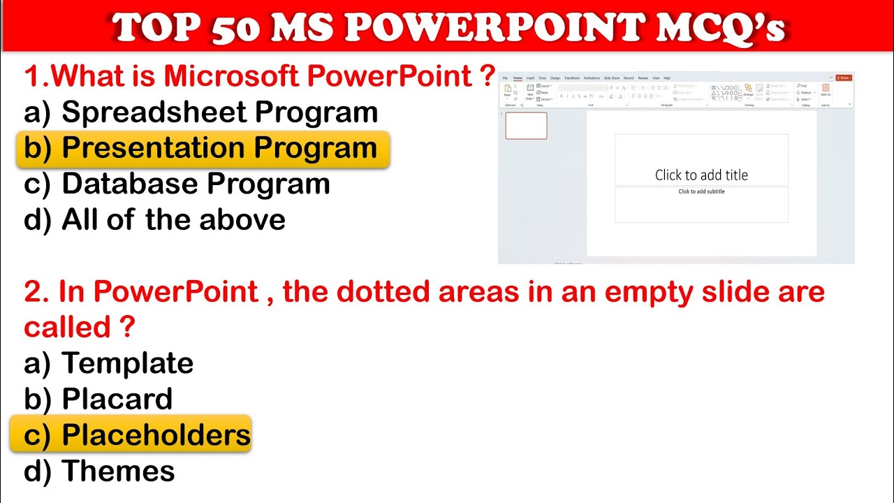 Top 50 MS PowerPoint Mcq's | Computer Mcq's | Computer Basic Concept |