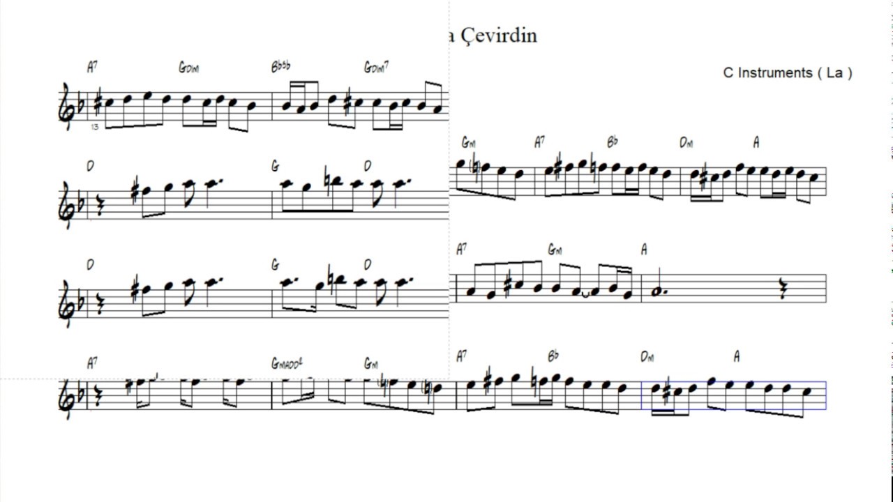 Nota Akor Eşlik - Yazımı Kışa Çevirdin - C Instruments ( La )