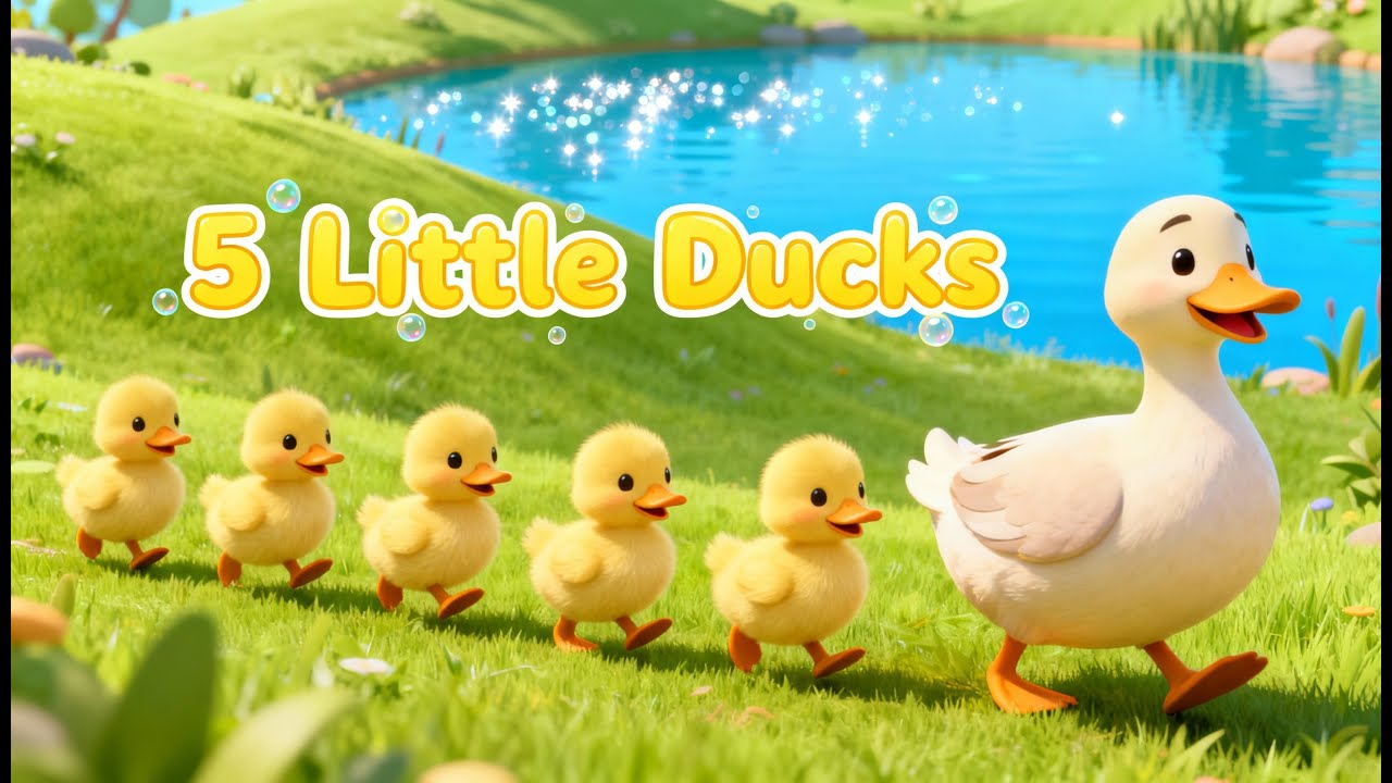 Five Little Ducks Go Swimming 🦆 | Colorful 3D Kids Animation Song