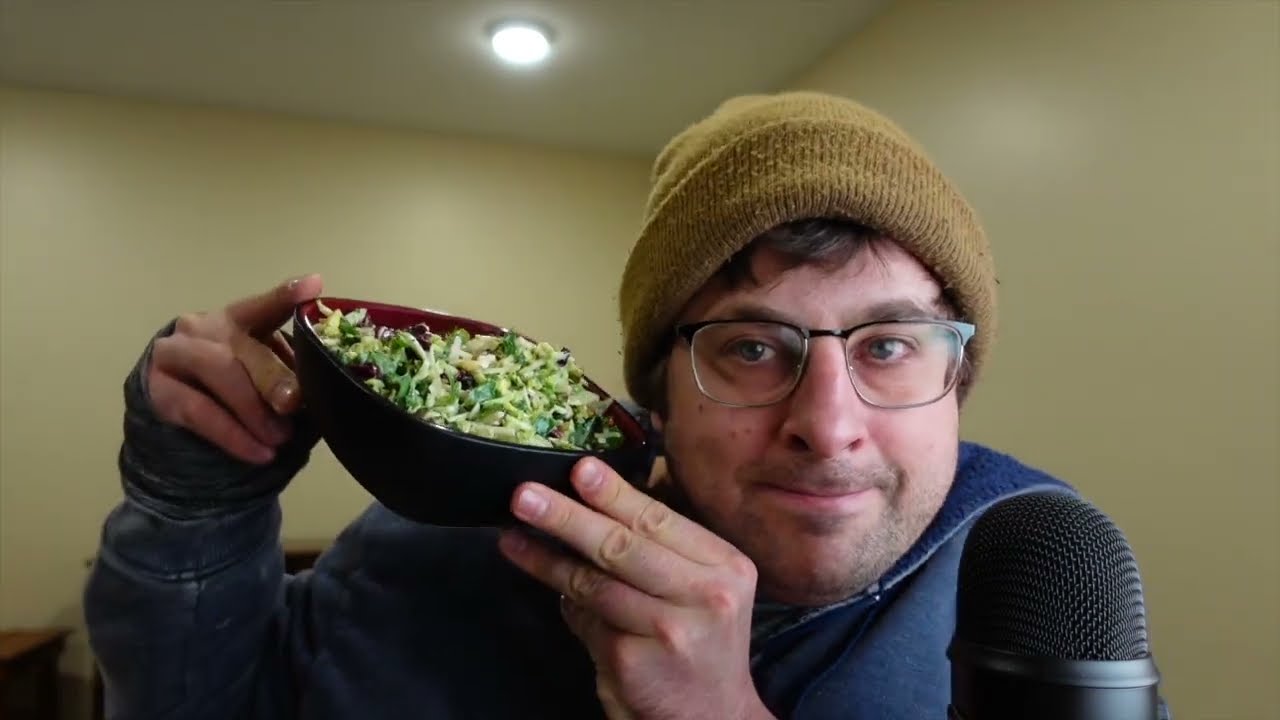 ASMR ramble, eating salad, whispering