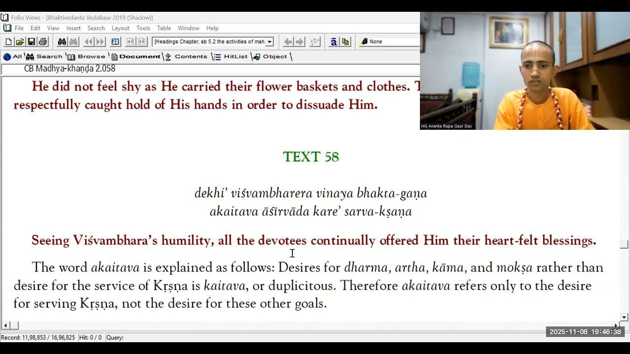 Chaitanya Bhagavata Madhya Khand 2.53-2.66 8th Nov 2025 argd