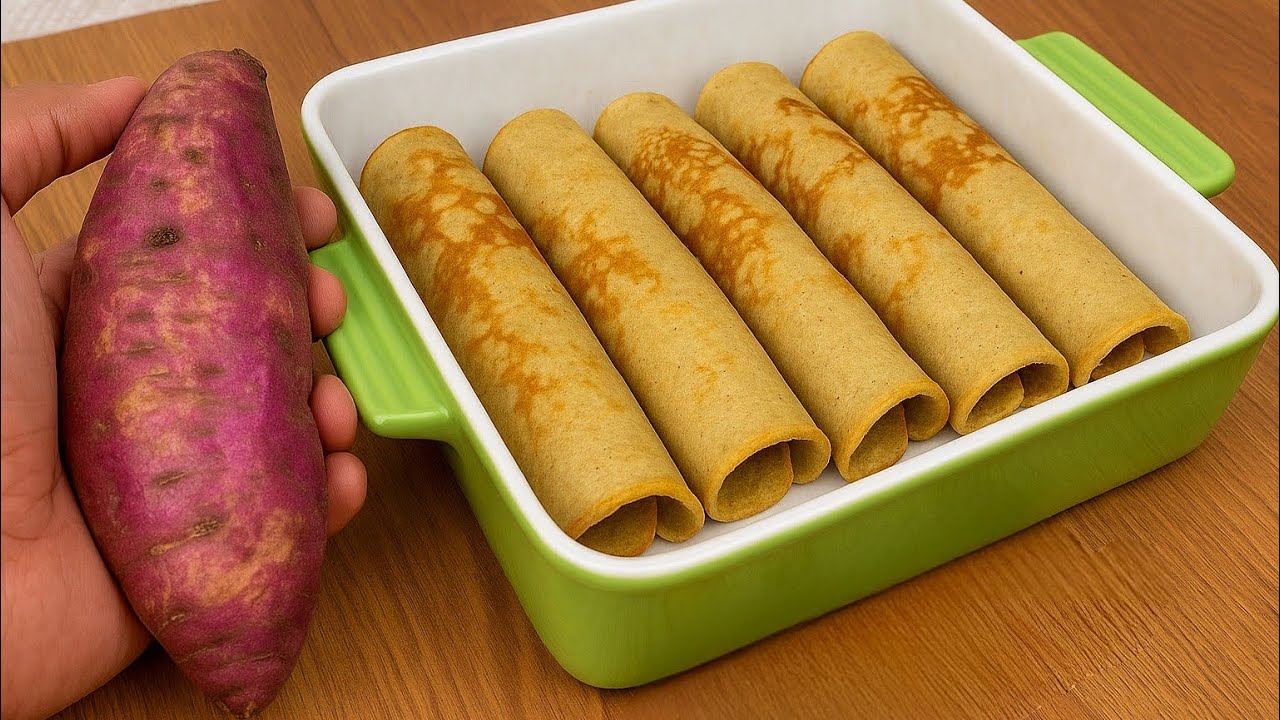 FEITA COM BATATA DOCE CRUA – SEM FARINHA! A MELHOR Massa de Panqueca Saudável que Já Fiz!