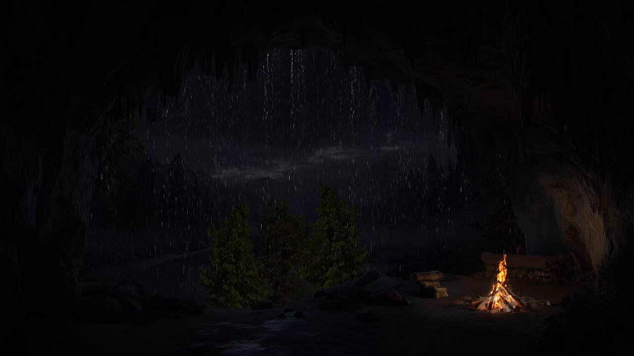 Quarto Aconchegante Em Uma Caverna, Lareira E Floresta Tropical Fria – Um Refúgio Tranquilo