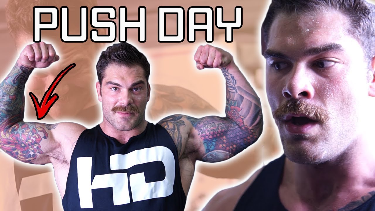 Upper body PUSH Workout W BICEP TEAR (Tips for bigger shoulders & Chest)