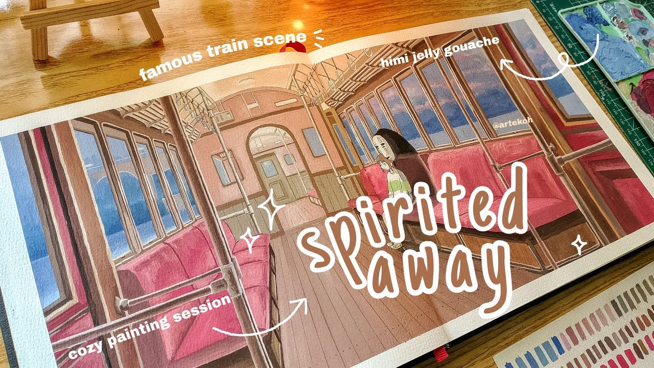 Painting the Spirited Away Train Scene in Himi Gouache 🎨 | cozy and relaxing art