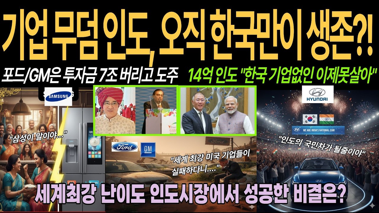 [해외감동사연] 미국 일본 기업도 도망친 땅, 한국은 어떻게 14억 인도 시장을 정복했나? 현대차와 삼성의 충격적인 성공 실화!