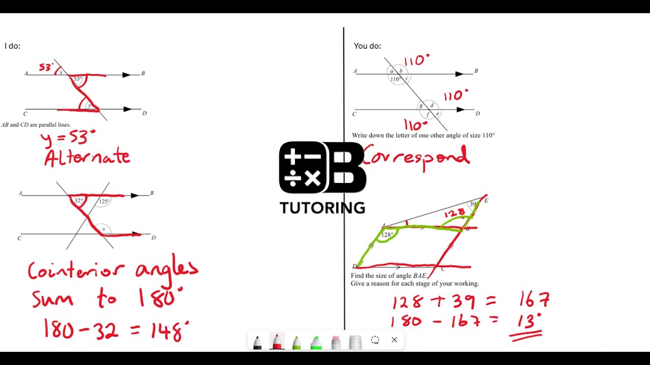 Angles in Parallel Lines - GCSE Maths Revision OBTutoring