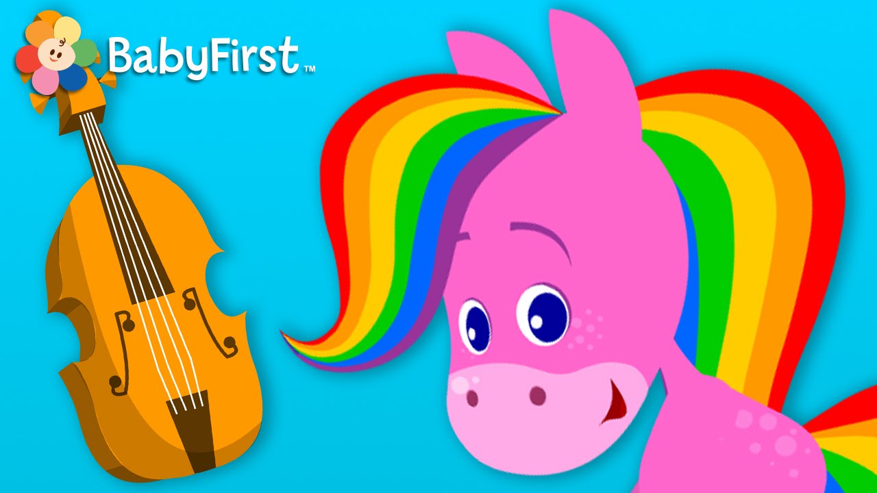 Flute, Violin, Drum | Coloring and Music | Rainbow Horse | BabyFirst TV