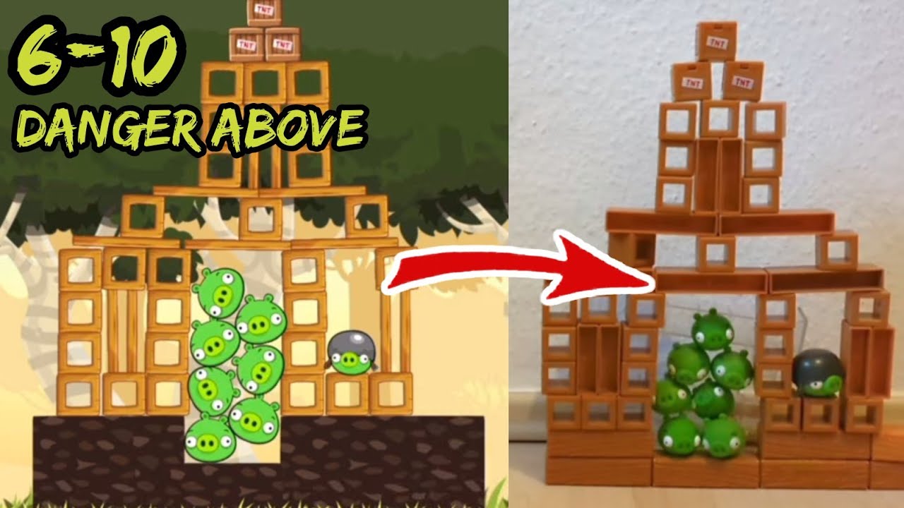 Recreating Angry Birds Classic Level with Mattel. Danger Above 6-10. Part 17.