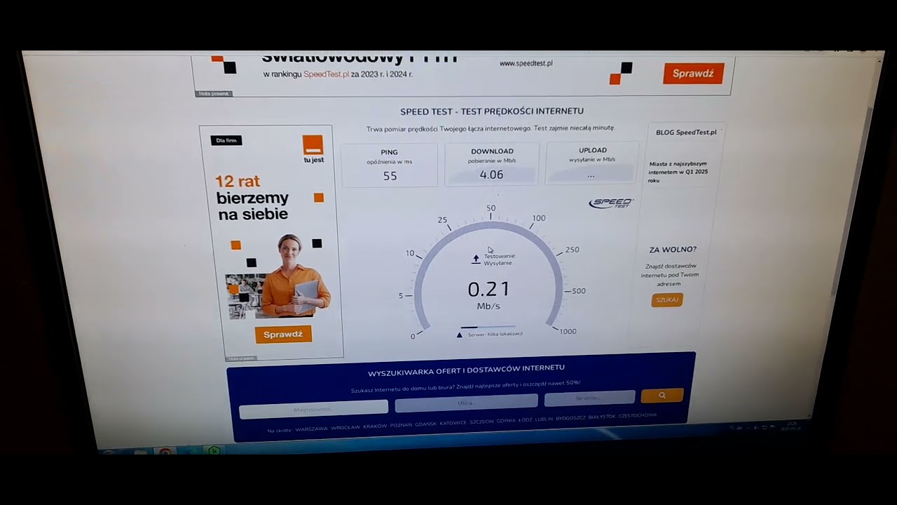 testowanie prędkości internetu radiowego Media System z do 8 na 1 megabitów na sekundę
