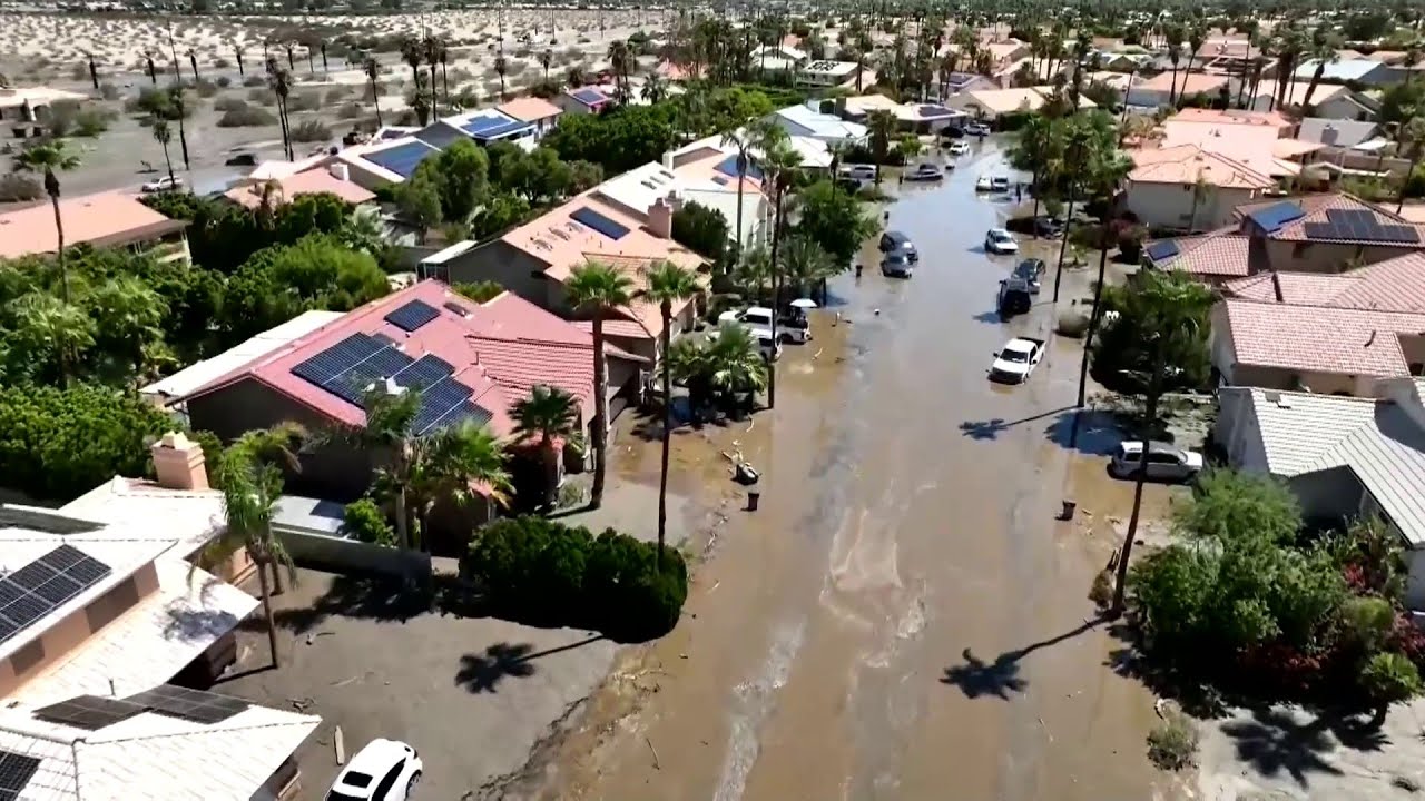 Cathedral City drone footage shows aftermath of Hilary
