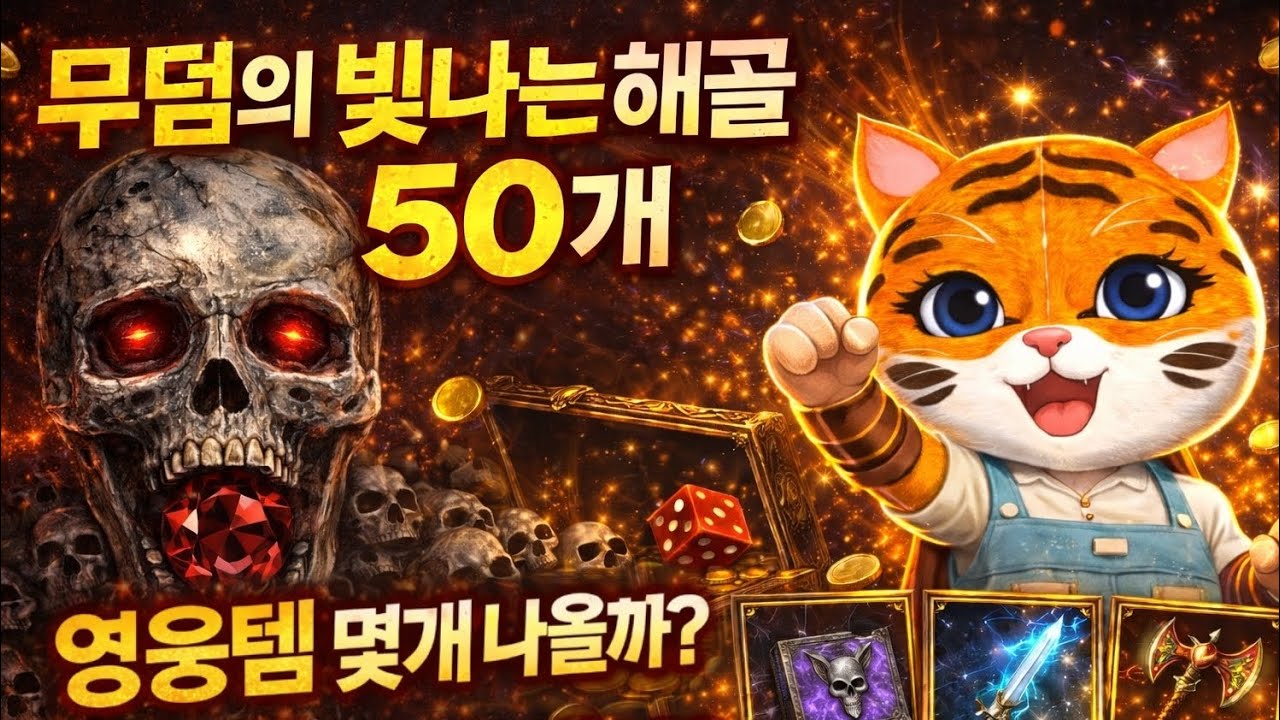 반왕의 무덤 해골 50개 깠더니… 영웅템 몇 개 나올까? 《 리니지W》