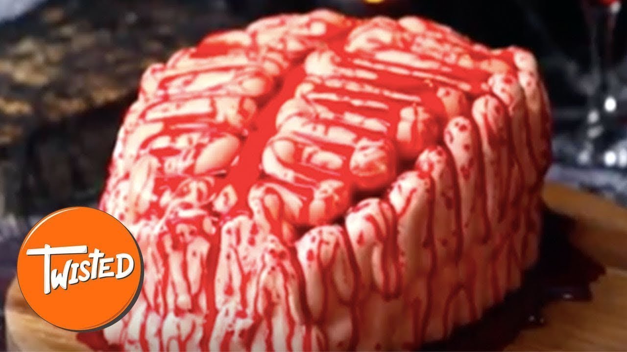 Strawberry Brain Cake Recipe | Halloween Cake Ideas | Halloween Party Foods |  Twisted
