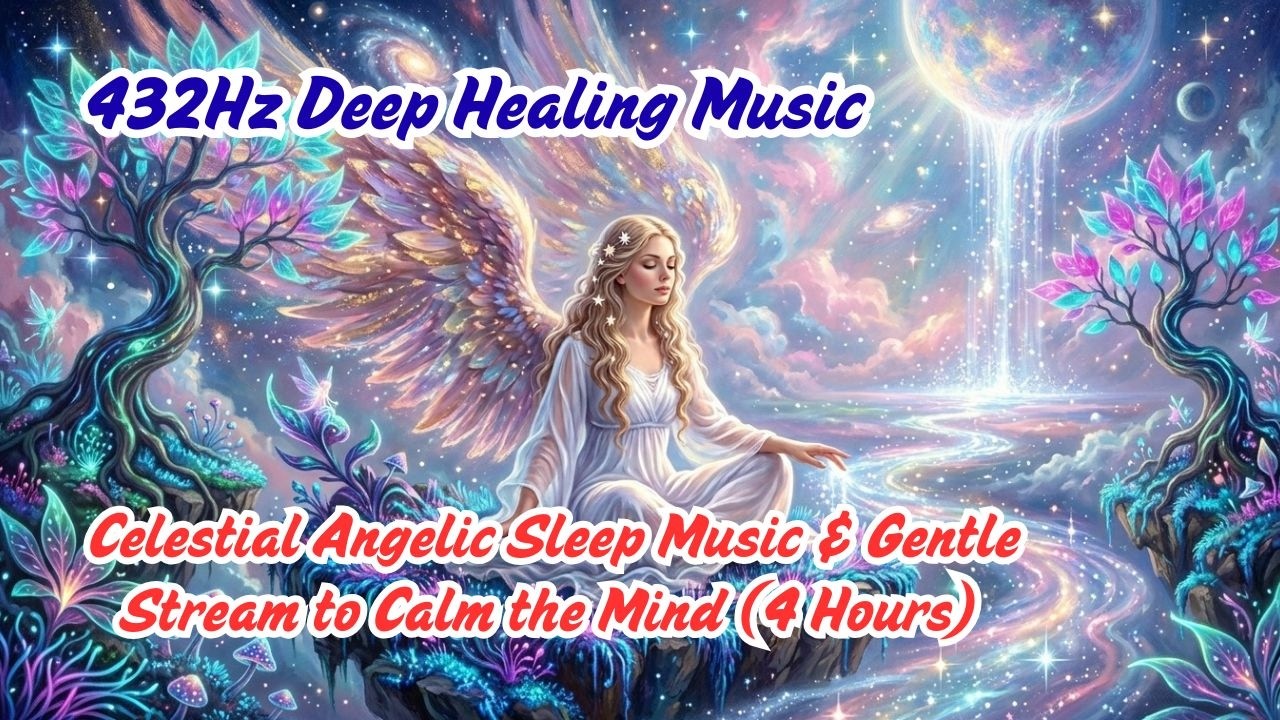 432Hz Deep Healing Music 🌿 Celestial Angelic Sleep Music & Gentle Stream to Calm the Mind (4 Hours)