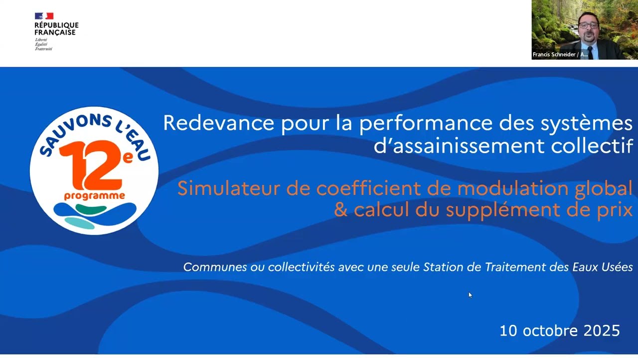 Simulateur - Redevance pour la performance des systèmes d'assainissement collectif (Coll. 1 STEU)