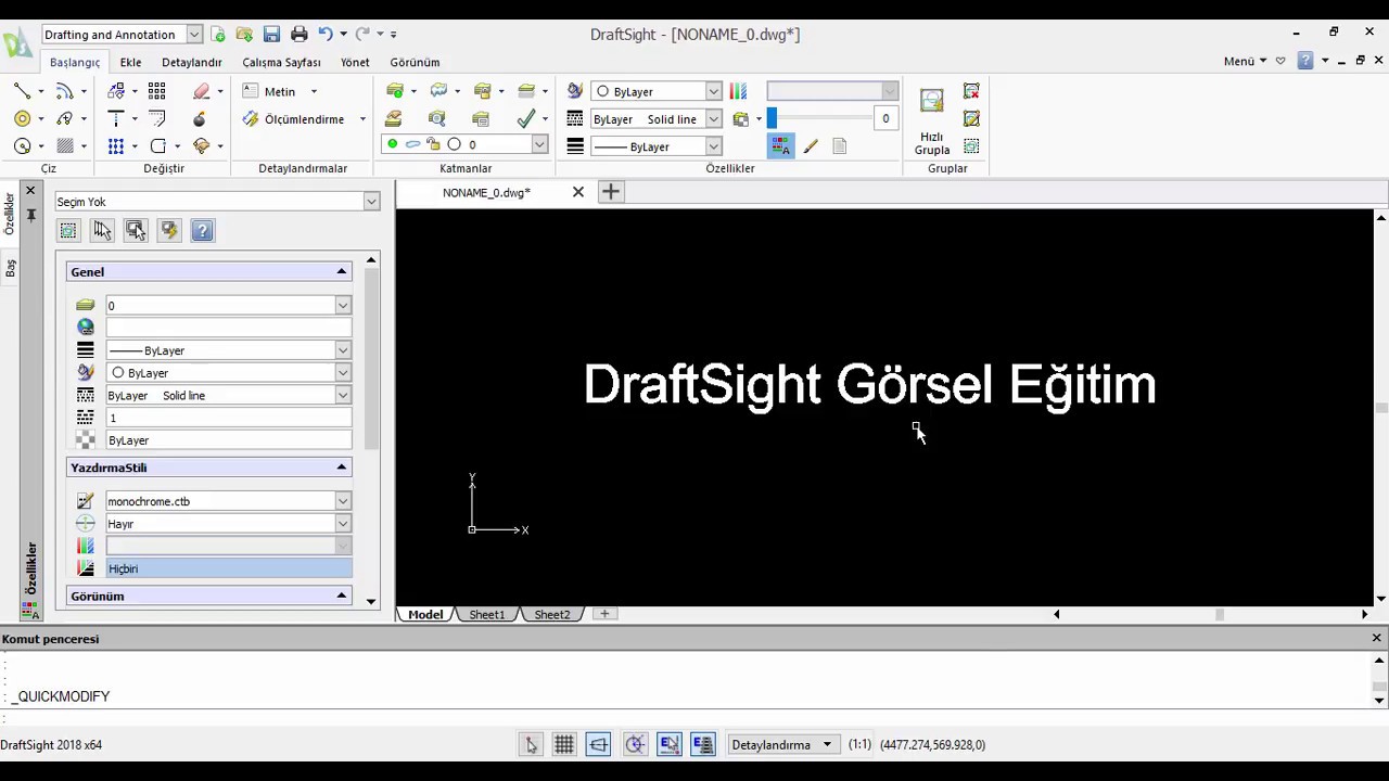DraftSight Ücretsiz CAD Yazılımı Görsel Eğitim