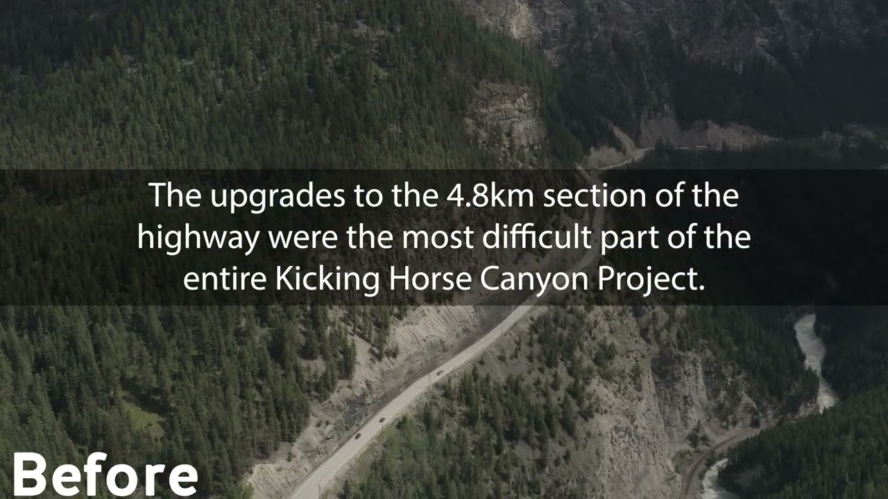 Kicking Horse Canyon Construction Project Drone footage 2019-2024