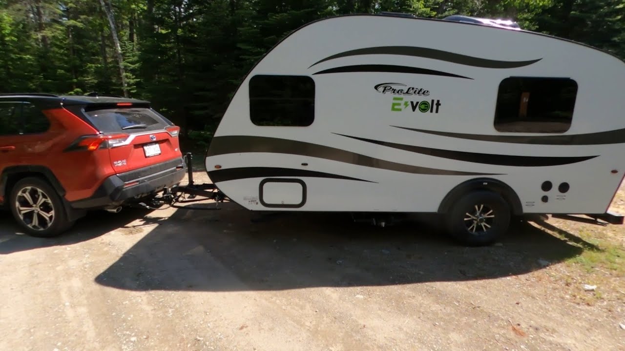 Camping with friends off-grid with their new ProLite E-Volt camping trailer