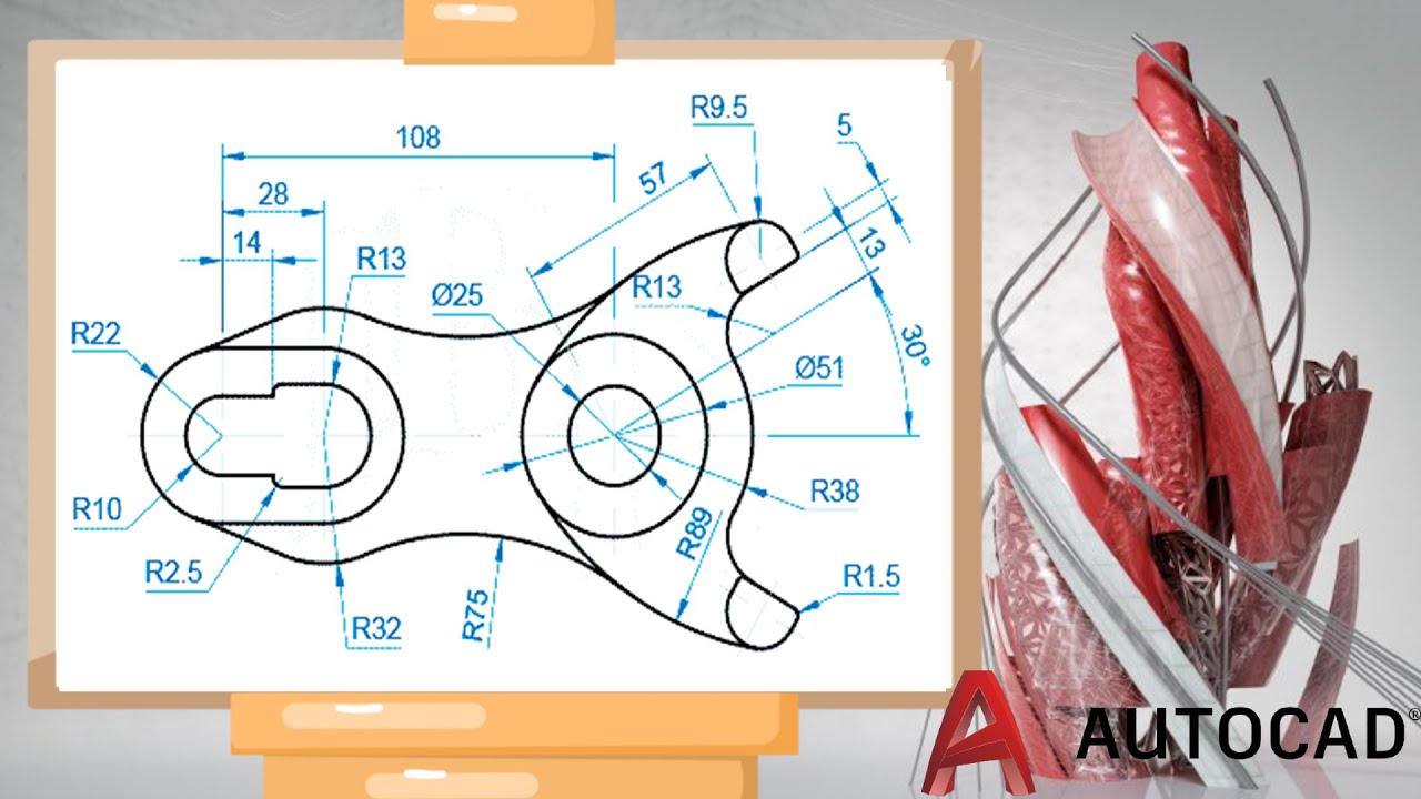 SOLUCION DE EJERCICIO AUTOCAD  🚀 - PIEZA MECANICA - BASICO  🥇