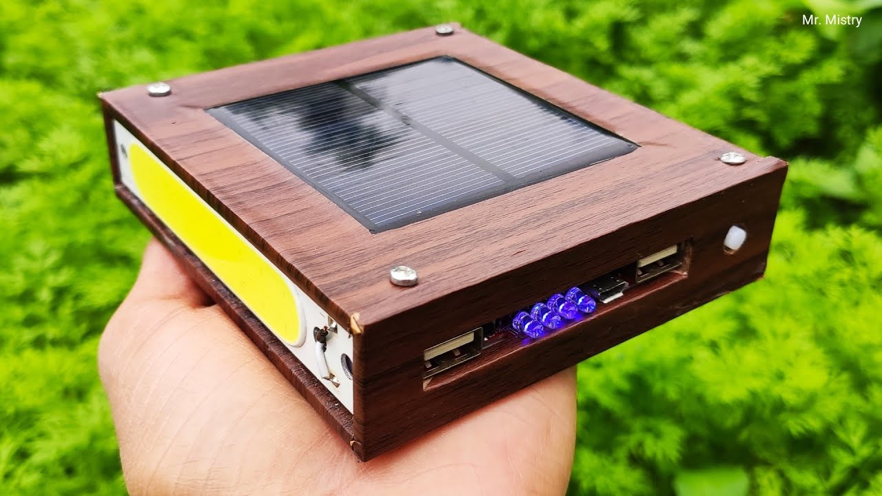 DIY Solar Power Bank with Super bright Light