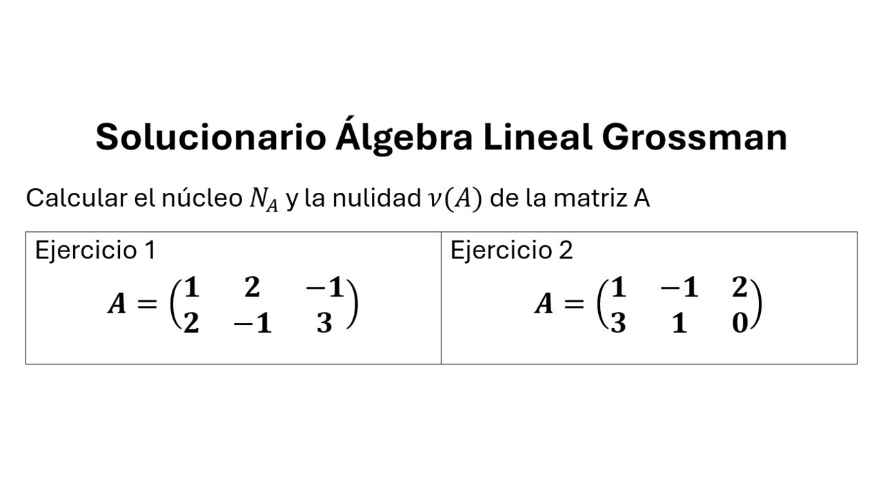 Cómo encontrar el núcleo y nulidad de una matriz 2x3