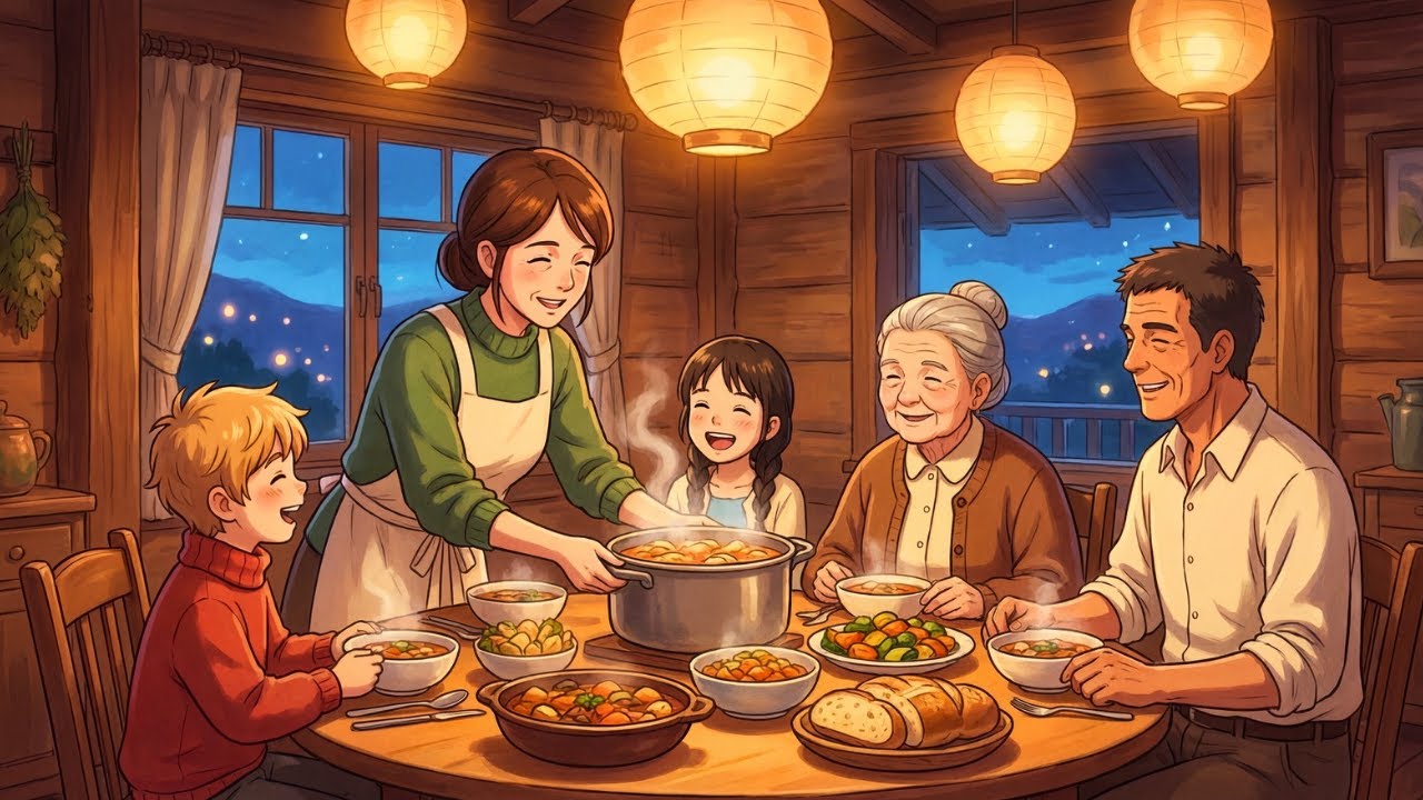 Homecoming Dinner | Lanterns, Laughter, and Gentle Warmth 🏡 | Ghibli Style Video