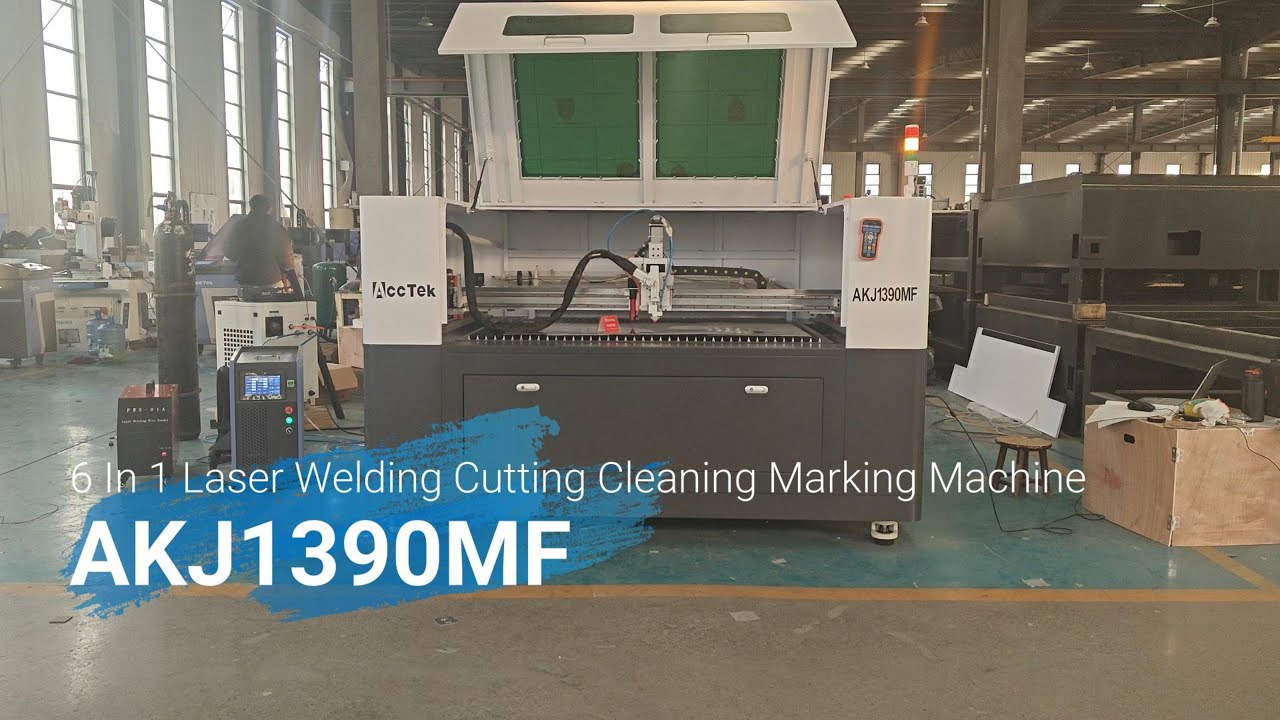 AKJ1390MF 6 in 1 fiber laser &Co2 laser wood,acrylic,metal, laser marking, welding, cutting