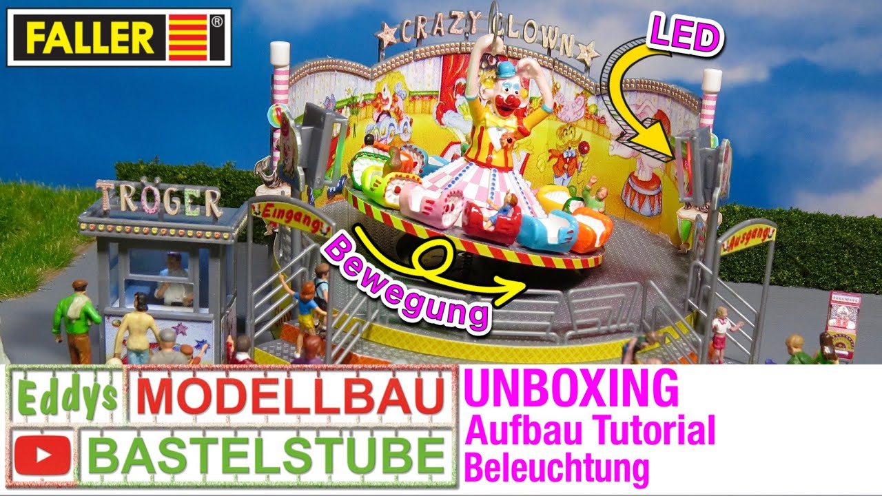 Aufbau Tutorial, H0 Faller Kirmesmodell, Crazy Clown mit Funktion +Beleuchtung. Eddys Modellbau.